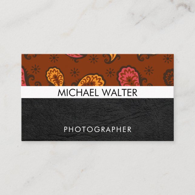 Paisley Pattern | Leather Business Card (Front)