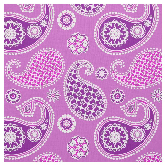 Paisley pattern, Lilac and Amethyst Purple Fabric (Swatch)