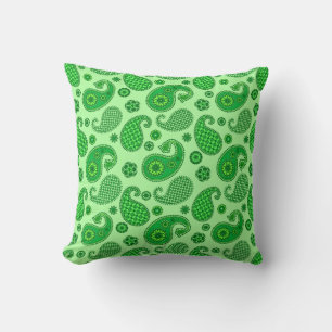 Paisley Pattern, Lime and Emerald Green Cushion