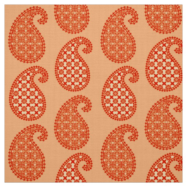Paisley pattern, mandarin and pastel orange fabric (Swatch)
