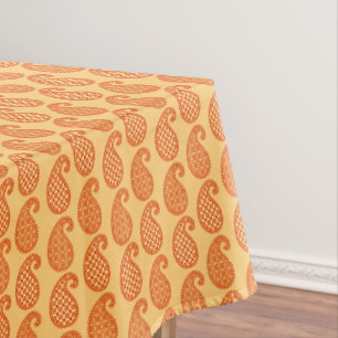 Paisley pattern, mandarin and pastel orange tablecloth