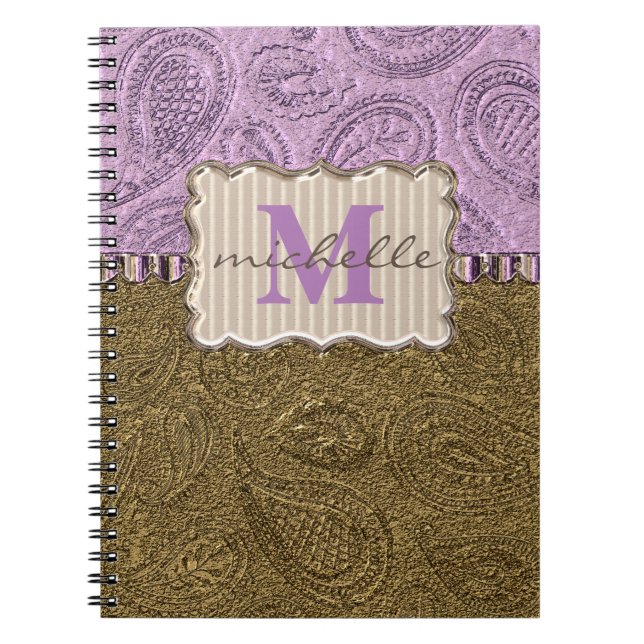 Paisley Pattern Monogram Notebook (Front)