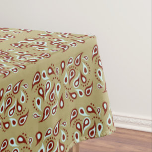 Paisley pattern on brown tablecloth