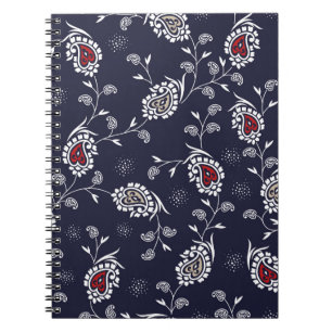 paisley pattern on navy notebook