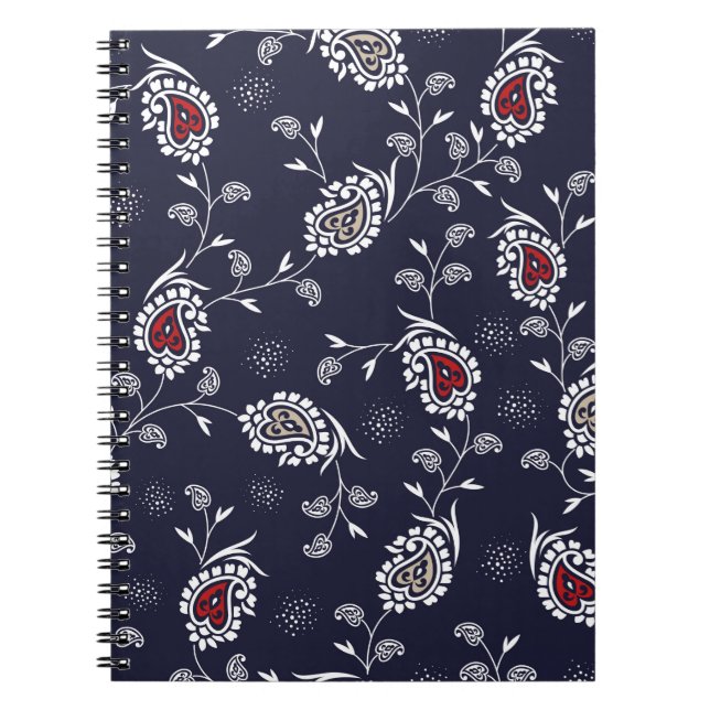 paisley pattern on navy notebook (Front)