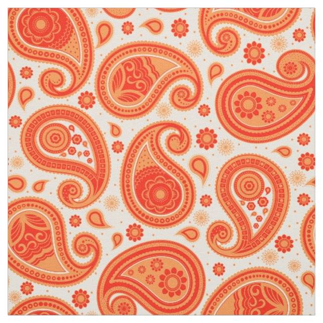 Paisley pattern orange and red fabric (Swatch)