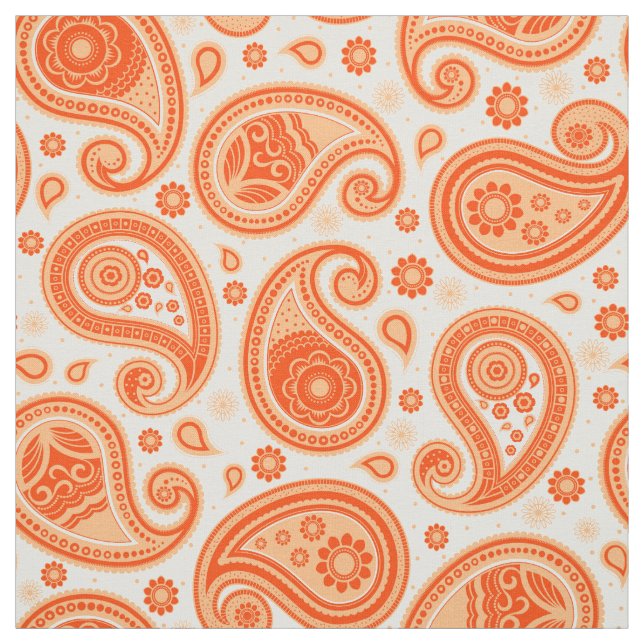 Paisley pattern orange colour fabric (Swatch)