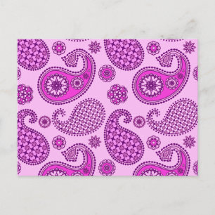 Paisley pattern, orchid and amethyst purple postcard