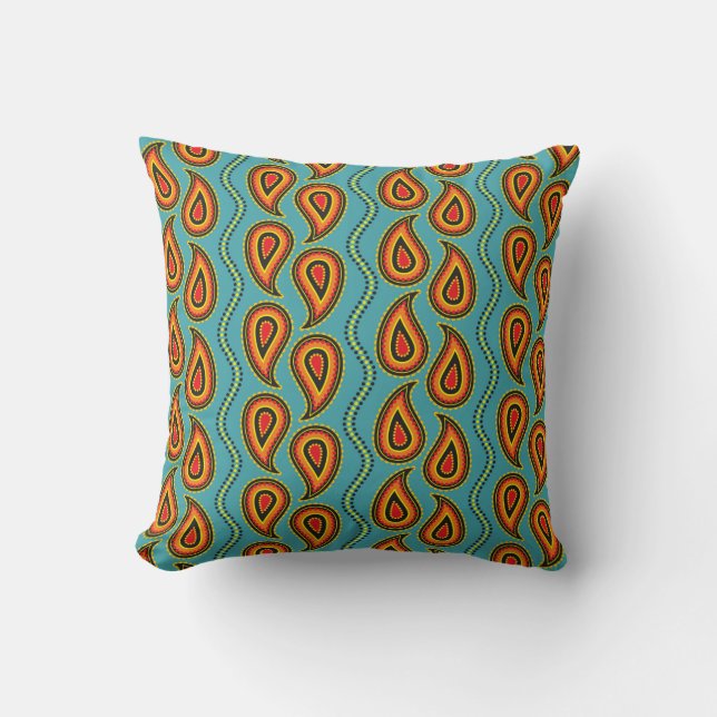 Paisley pattern,  ornamental fabric texture indian cushion (Front)