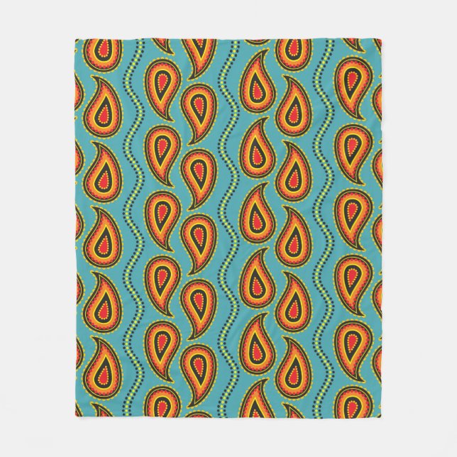 Paisley pattern,  ornamental fabric texture indian fleece blanket (Front)