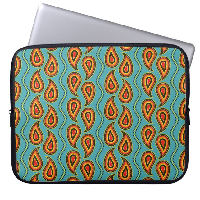 Paisley pattern,  ornamental fabric texture indian laptop sleeve (Front)