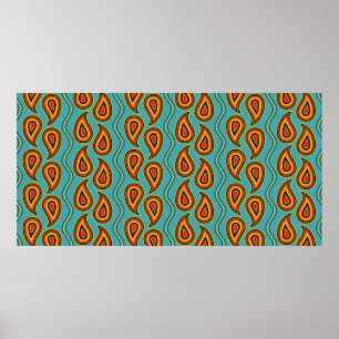Paisley pattern,ornamental fabric texture indian s poster