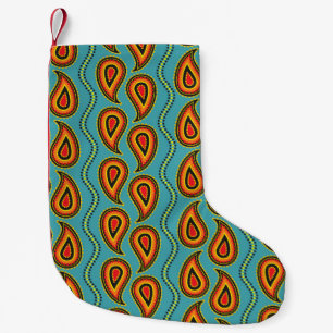 Paisley pattern, ornamental fabric texture indian small christmas stocking