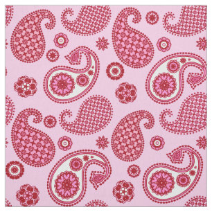 Paisley Pattern, Peppermint Pink and White  Fabric