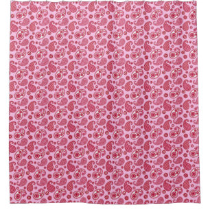 Paisley Pattern, Peppermint Pink and White Shower Curtain