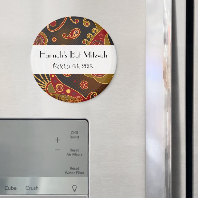 Paisley Pattern, Persian Paisley, Bat Mitzvah Magnet (In Situ (Fridge))