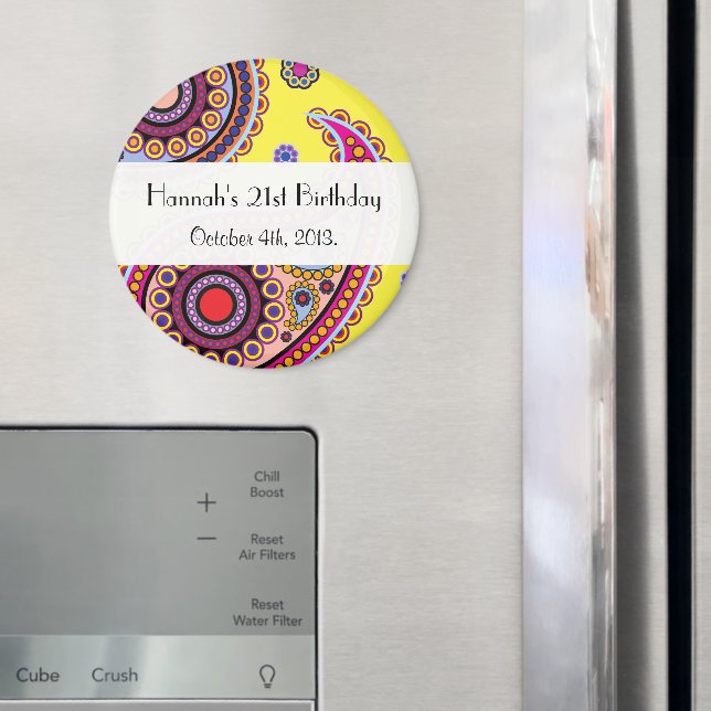 Paisley Pattern, Persian Paisley, Birthday Party Magnet (In Situ (Fridge))