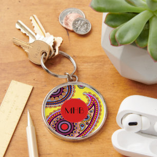 Paisley Pattern, Persian Paisley, Boteh, Monogram Key Ring