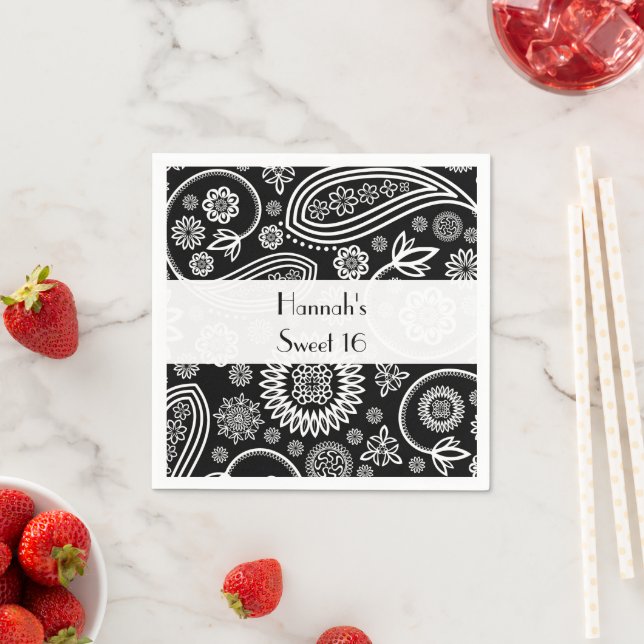 Paisley Pattern, Persian Paisley, Boteh, Sweet 16 Napkin (Insitu)