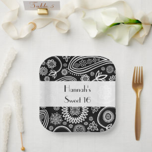 Paisley Pattern, Persian Paisley, Boteh, Sweet 16 Paper Plate