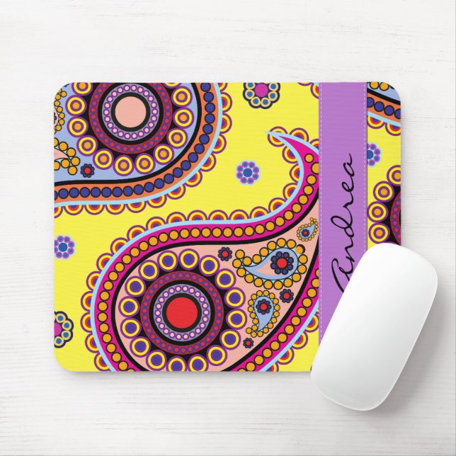 Paisley Pattern, Persian Paisley, Boteh, Your Name Mouse Mat (With Mouse)