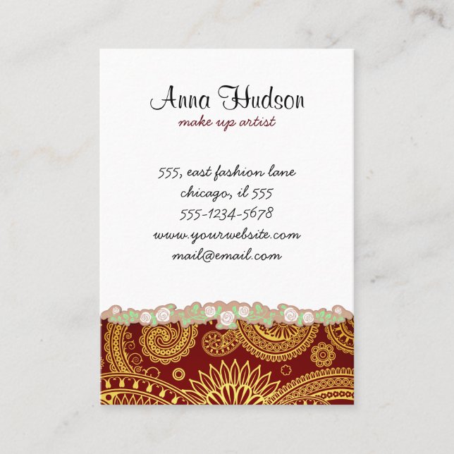 Paisley Pattern, Persian Paisley, Oriental Paisley Business Card (Front)