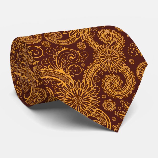Paisley Pattern, Persian Paisley, Oriental Paisley Tie (Rolled)