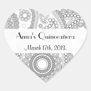 Paisley Pattern, Persian Paisley, Quinceanera Heart Sticker