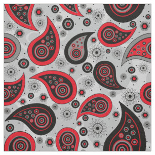 Paisley pattern red black and grey elegant fabric