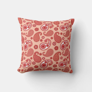 Paisley Pattern, Shades of Coral Orange Cushion