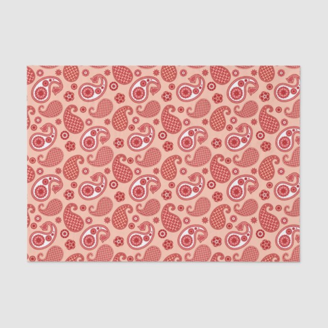 Paisley Pattern, Shades of Coral Orange  Tissue Paper (Front)
