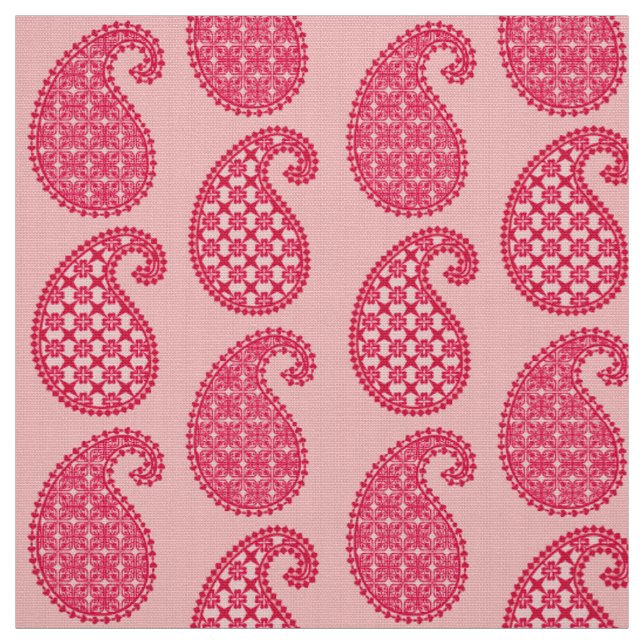 Paisley pattern, shades of coral pink fabric (Swatch)