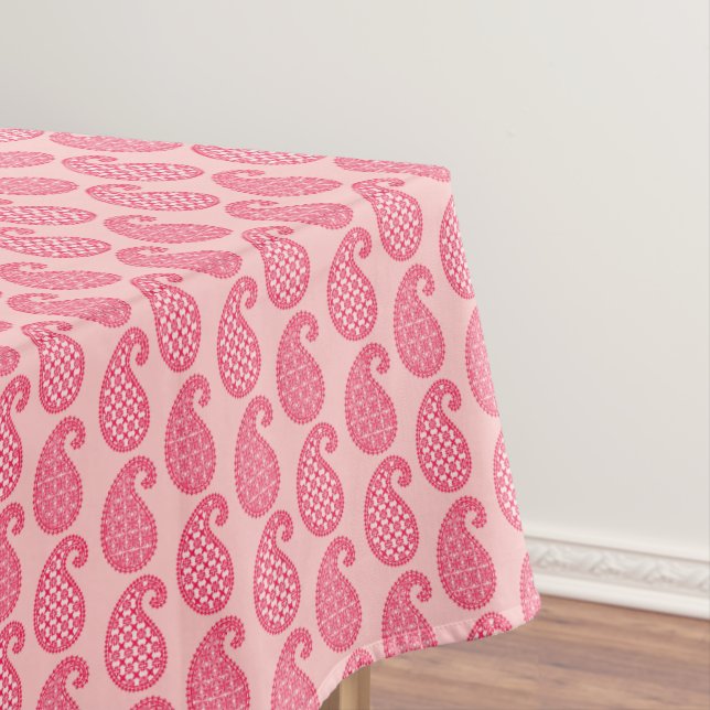 Paisley pattern, shades of coral pink tablecloth (In Situ)