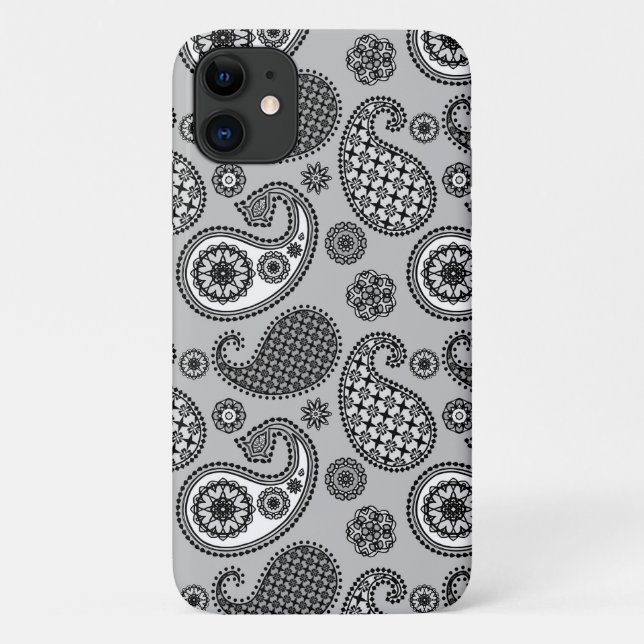 Paisley pattern, shades of grey, black and white Case-Mate iPhone case (Back)