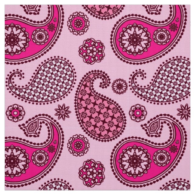 Paisley pattern, shades of light to deep pink fabric (Swatch)