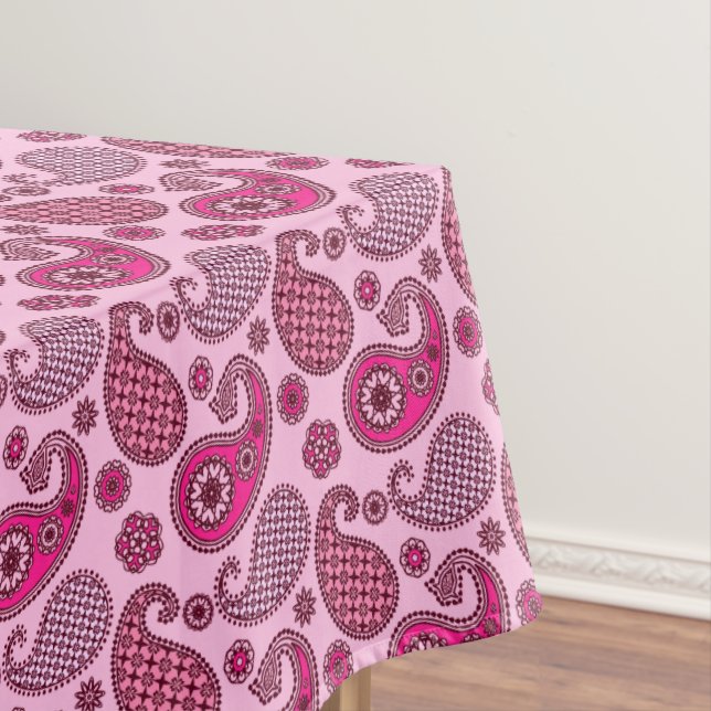 Paisley pattern, shades of light to deep pink tablecloth (In Situ)