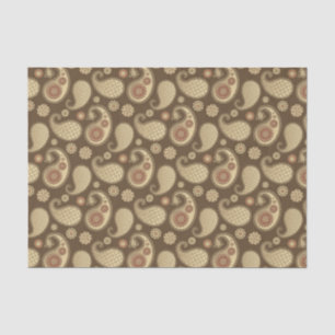 Paisley pattern, Soft Gold on Chocolate Brown Tissue Paper