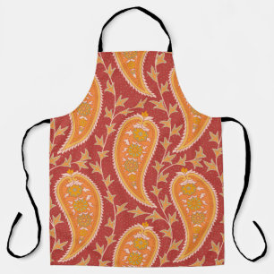 Paisley pattern. Turkish cucumber. Maroon-orange c Apron