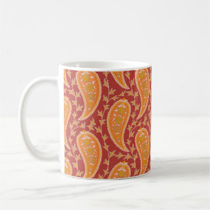 Paisley pattern. Turkish cucumber. Maroon-orange c Coffee Mug