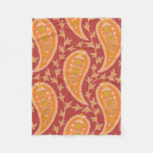 Paisley pattern. Turkish cucumber. Maroon-orange c Fleece Blanket
