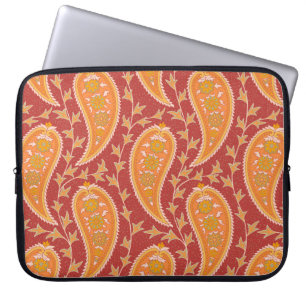 Paisley pattern. Turkish cucumber. Maroon-orange c Laptop Sleeve