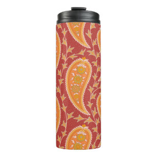 Paisley pattern. Turkish cucumber. Maroon-orange c Thermal Tumbler