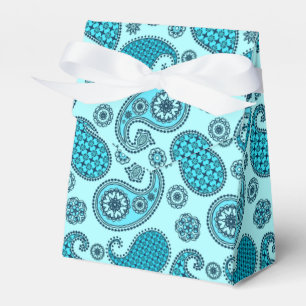 Paisley pattern, turquoise, aqua and navy favour box