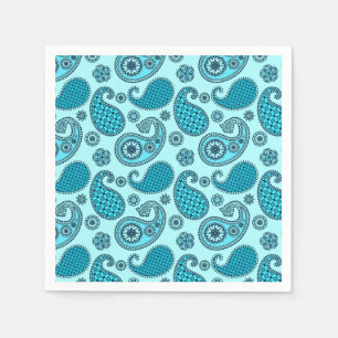 Paisley pattern, turquoise, aqua and navy napkin