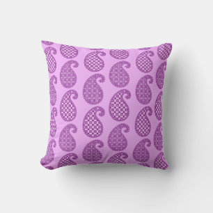 Paisley pattern, violet and orchid pink cushion