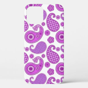 Paisley pattern, violet, purple and white iPhone 12 case