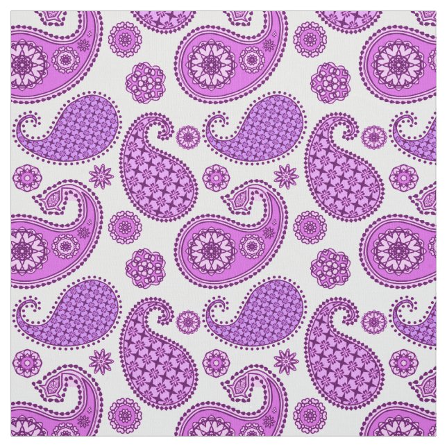Paisley pattern, violet, purple and white fabric (Swatch)