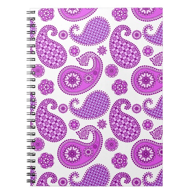 Paisley pattern, violet, purple and white notebook (Front)