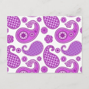 Paisley pattern, violet, purple and white postcard
