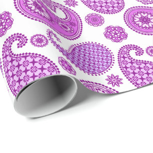 Paisley pattern, violet, purple and white wrapping paper
